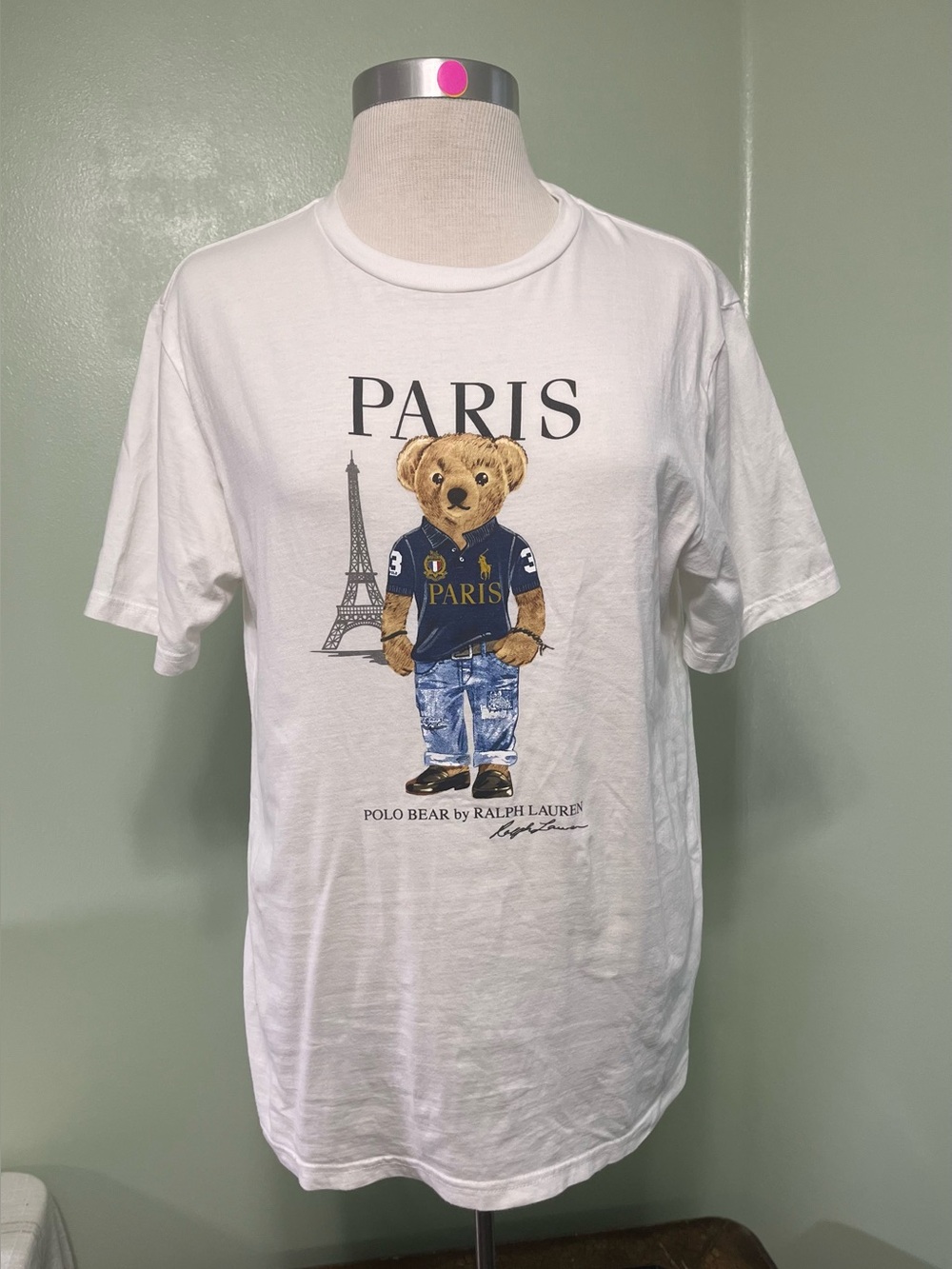 Ralph Lauren White 'Paris Bear' Graphic Crewneck Cotton Boys T-Shirt (18-20) - Picture 2 of 10